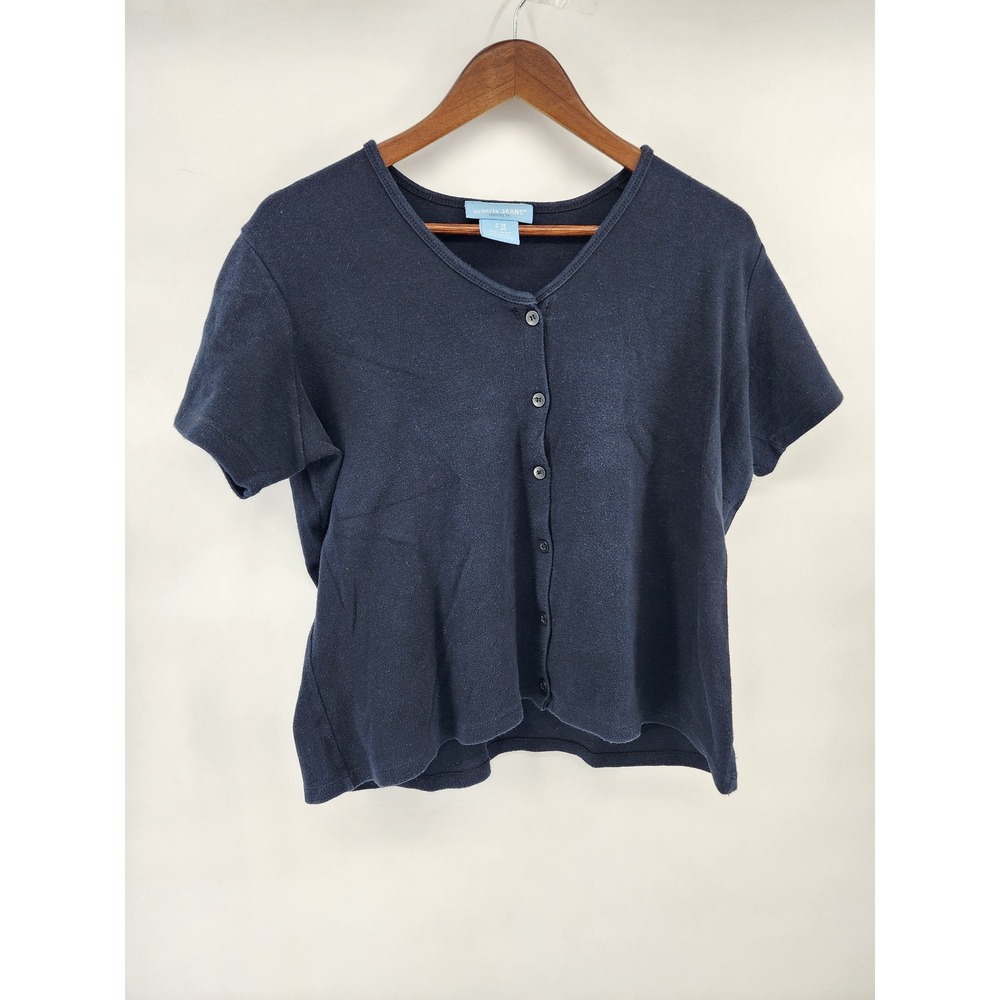 Venezia Jeans Womens Navy Blue Short Sleeve Button Up Cardigan Top Size 18/20